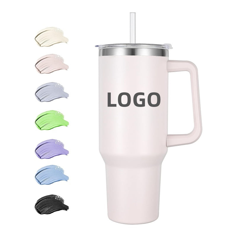 40 oz Car Tumbler with Handle and Straw Insulated Stainless Steel Tumbler