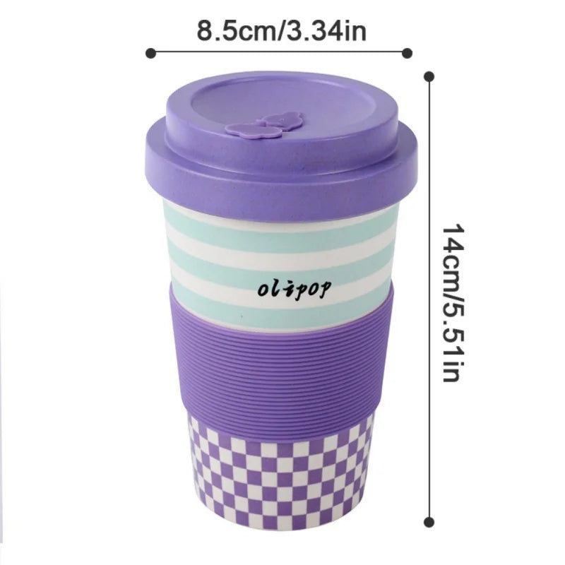 14oz Coffee Cups Bamboo Fiber Eco-friendly Reusable Coffee Cup Dishwasher Safe Coffee Mug Portable Travel Cups